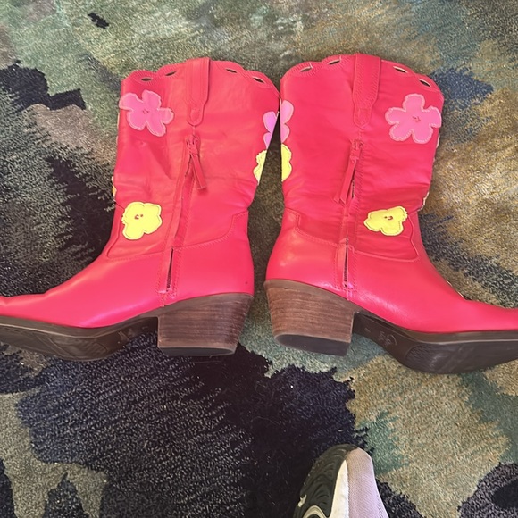 Colorful Floral pink Cowboy Boots size 10 - Picture 3 of 4